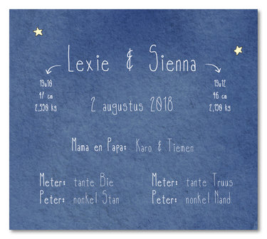 Geboortekaartje Tweeling - Lexie &amp; Sienna - Binnenkant rechts