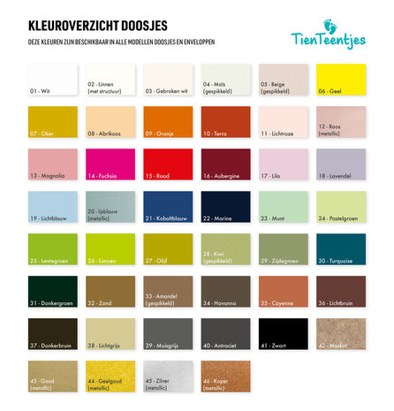 Kleuroverzicht doopsuiker doosjes