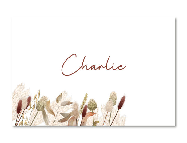 Geboortekaartje Charlie met droogbloemen