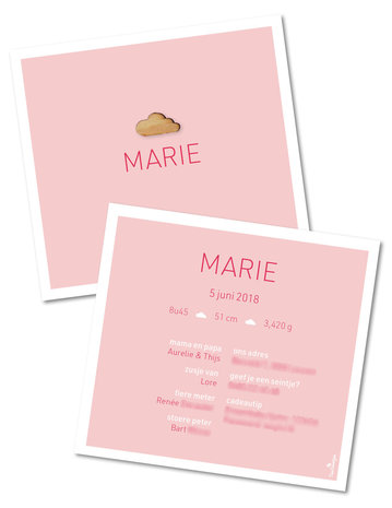 Geboortekaartje Marie - Achterkant