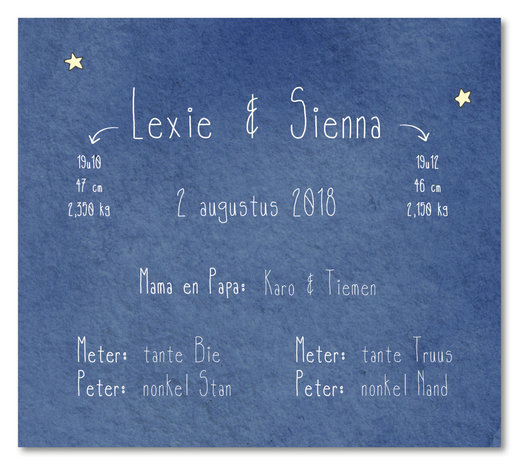 Geboortekaartje Tweeling - Lexie & Sienna - Binnenkant rechts