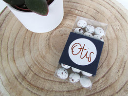 Rechthoekig doosje met wikkel marine