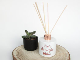 Huisparfum groot model wit met rose golden dop