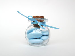 Rond glazen potje met kurk