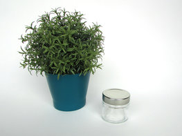 Glazen potje met zilver deksel